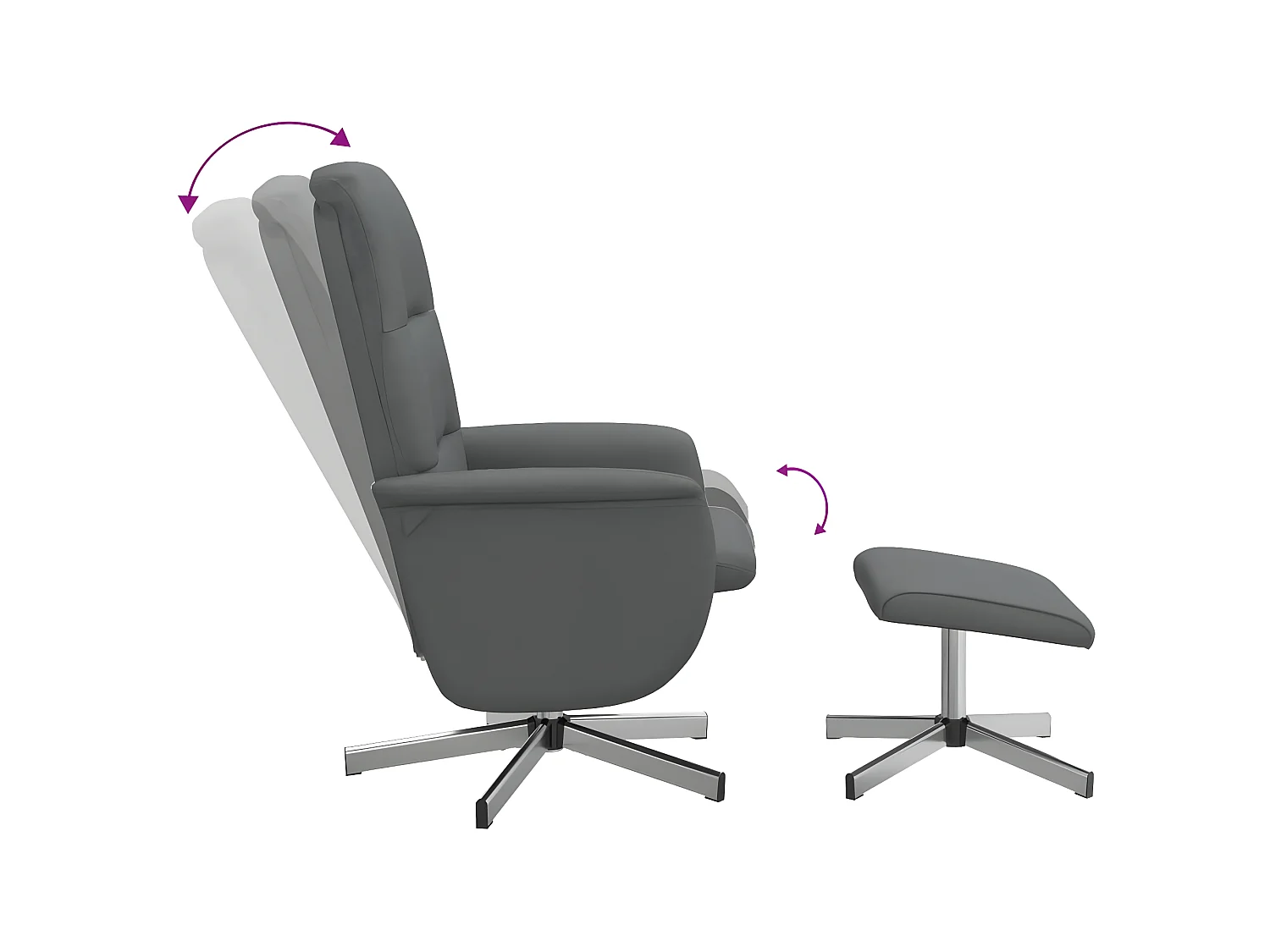 Fauteuil inclinable avec repose-pied gris foncé tissu