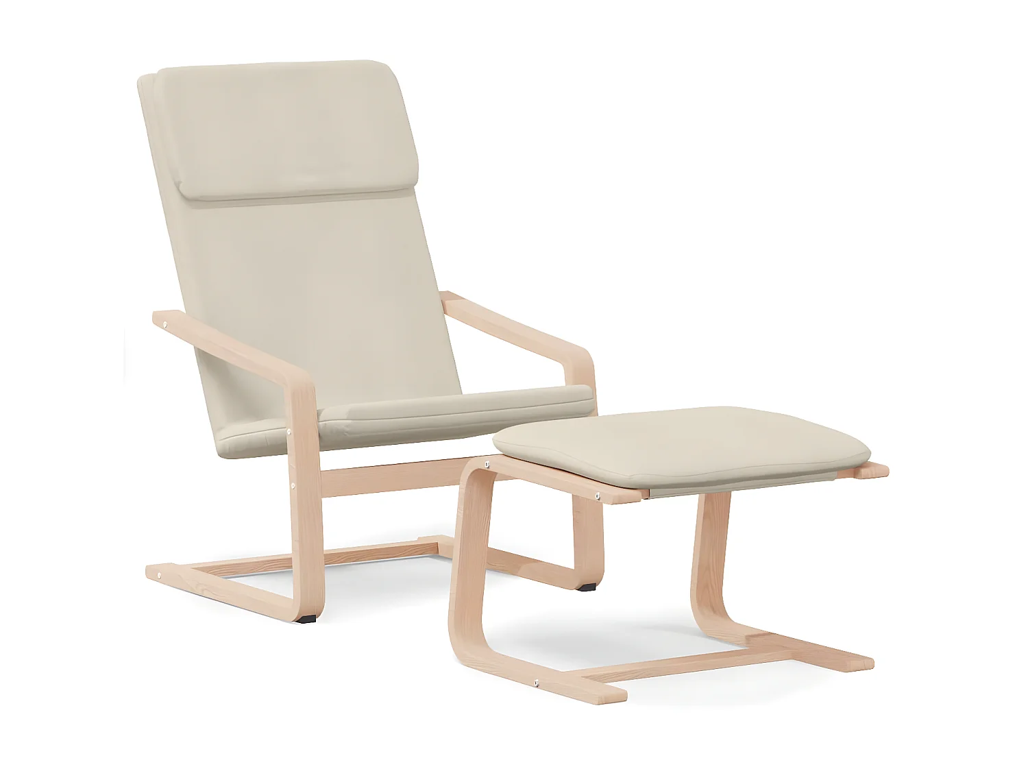 Sillón de relajación con reposapiés de tela crema