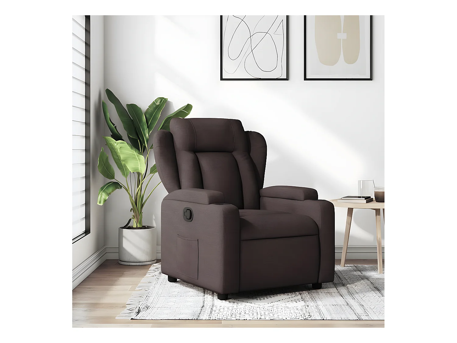 Fauteuil inclinable Marron foncé Tissu