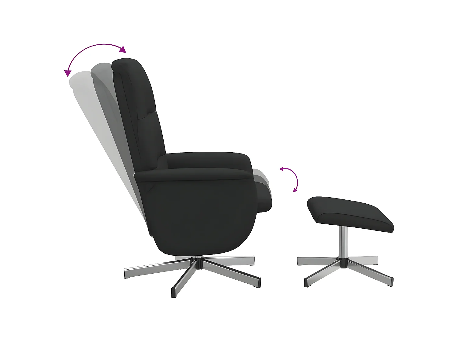 Fauteuil inclinable avec repose-pied noir tissu