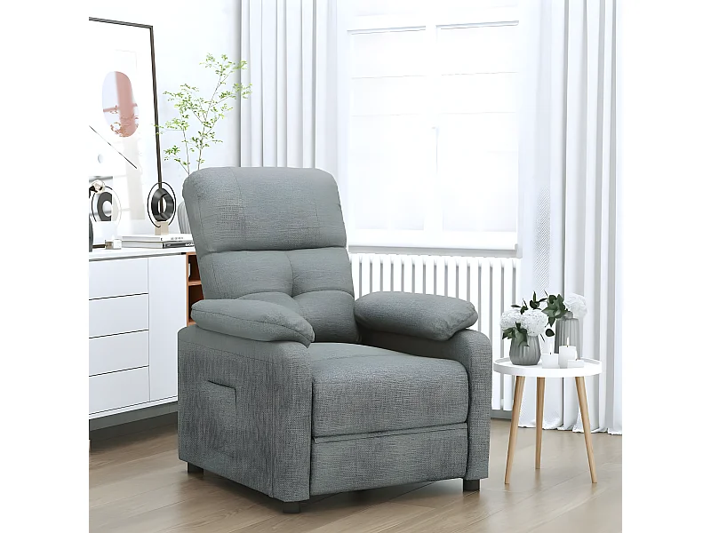 Poltrona reclinabile in tessuto grigio scuro