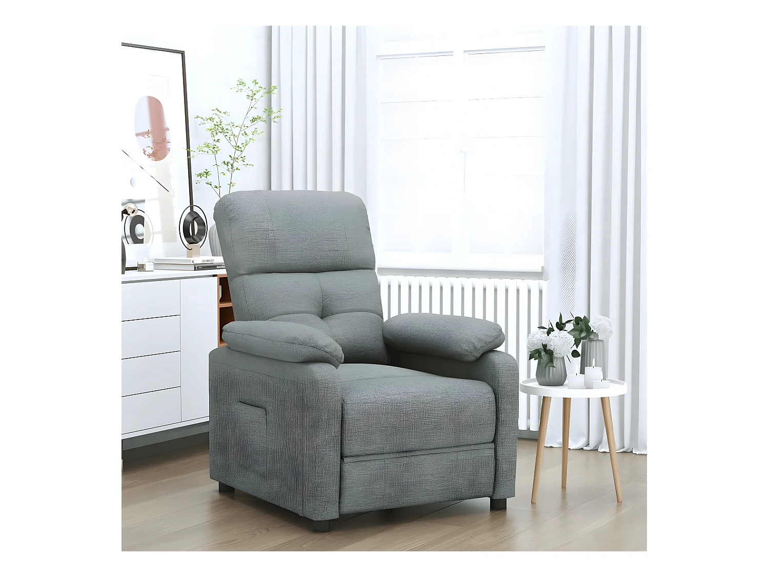Poltrona reclinabile in tessuto grigio scuro