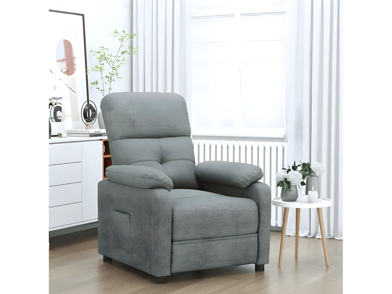 Sillón reclinable de tela gris oscuro