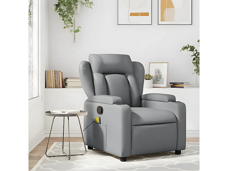 Grijze kunstleren fauteuil