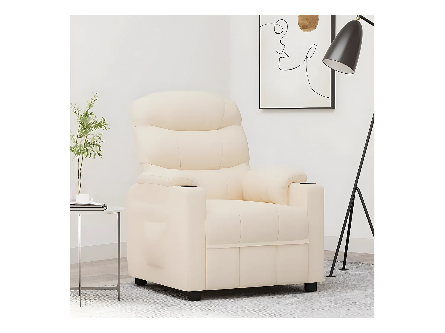 Tela crema sillón reclinable