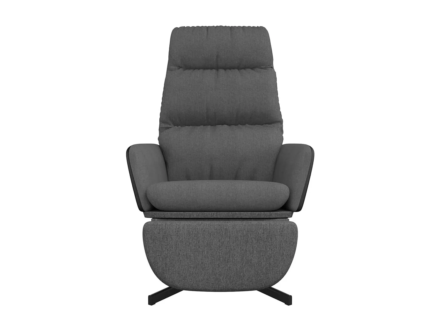 Entspannungsstuhl mit Fußstütze. Dunkelgrauer Stoff