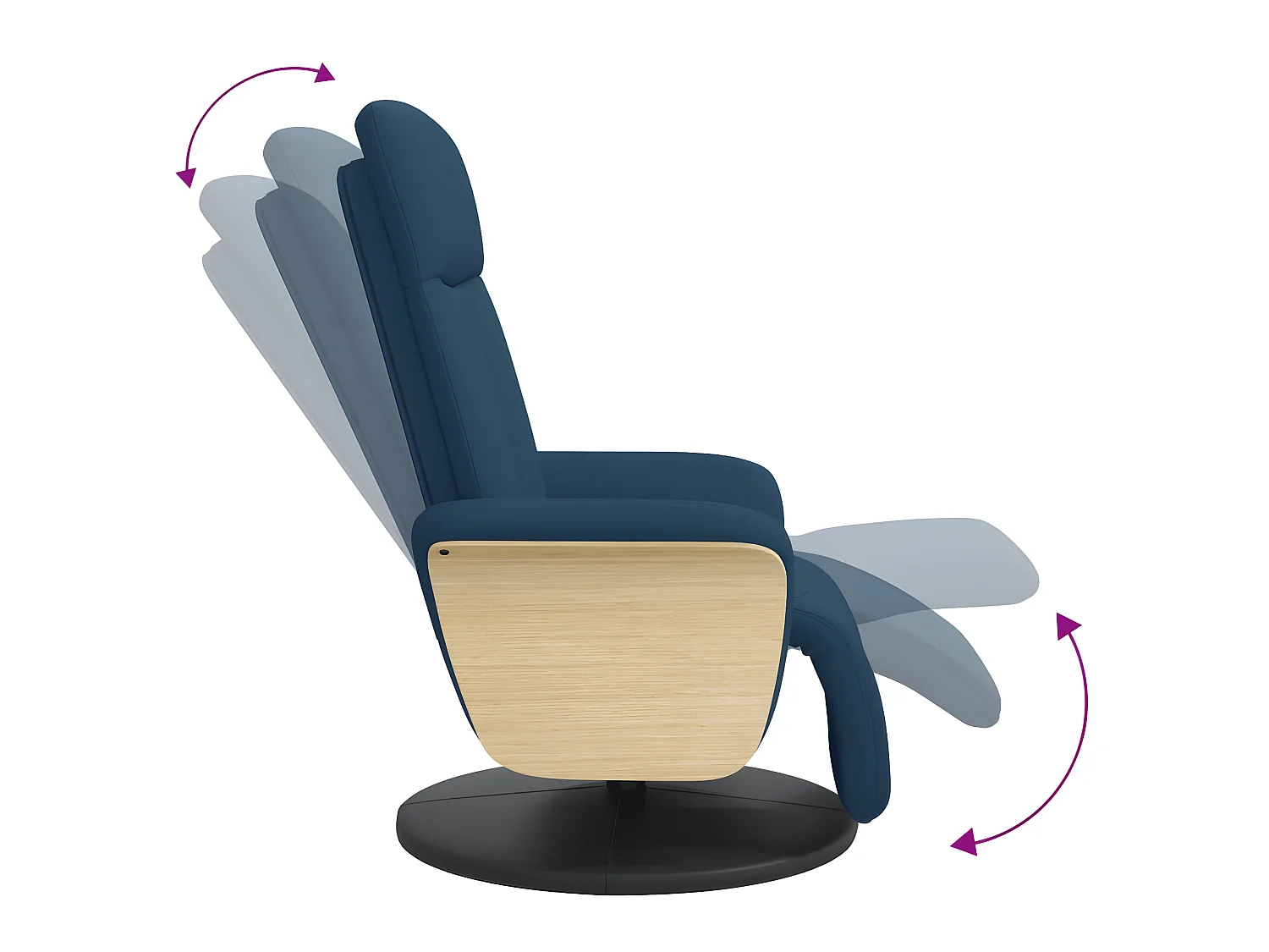 Fauteuil inclinable avec repose-pieds bleu tissu