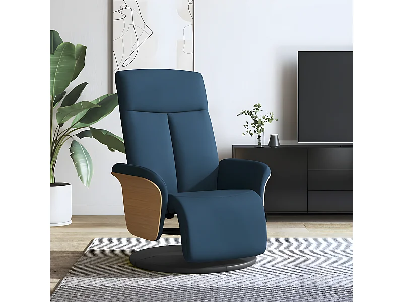 Fauteuil inclinable avec repose-pieds bleu tissu