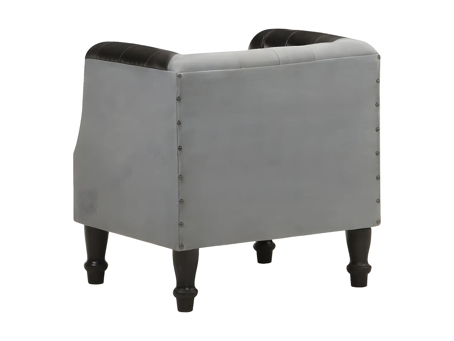 Zwarte fauteuil Echt leer en massief mangohout