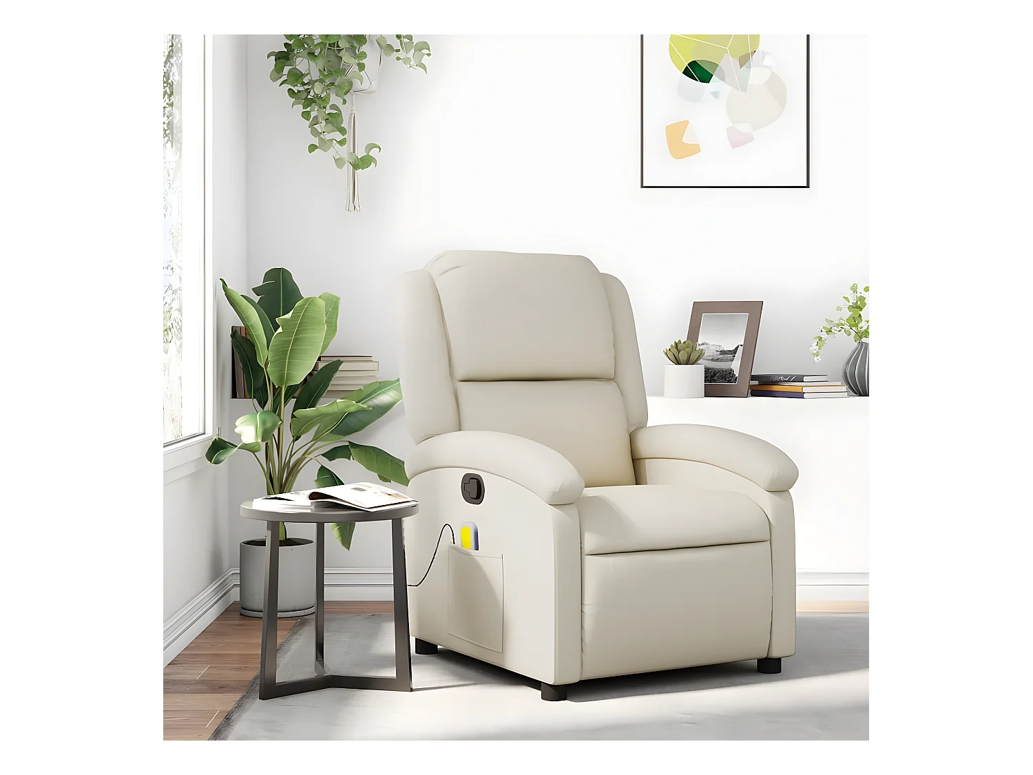 Fauteuil inclinable de massage Crème Similicuir