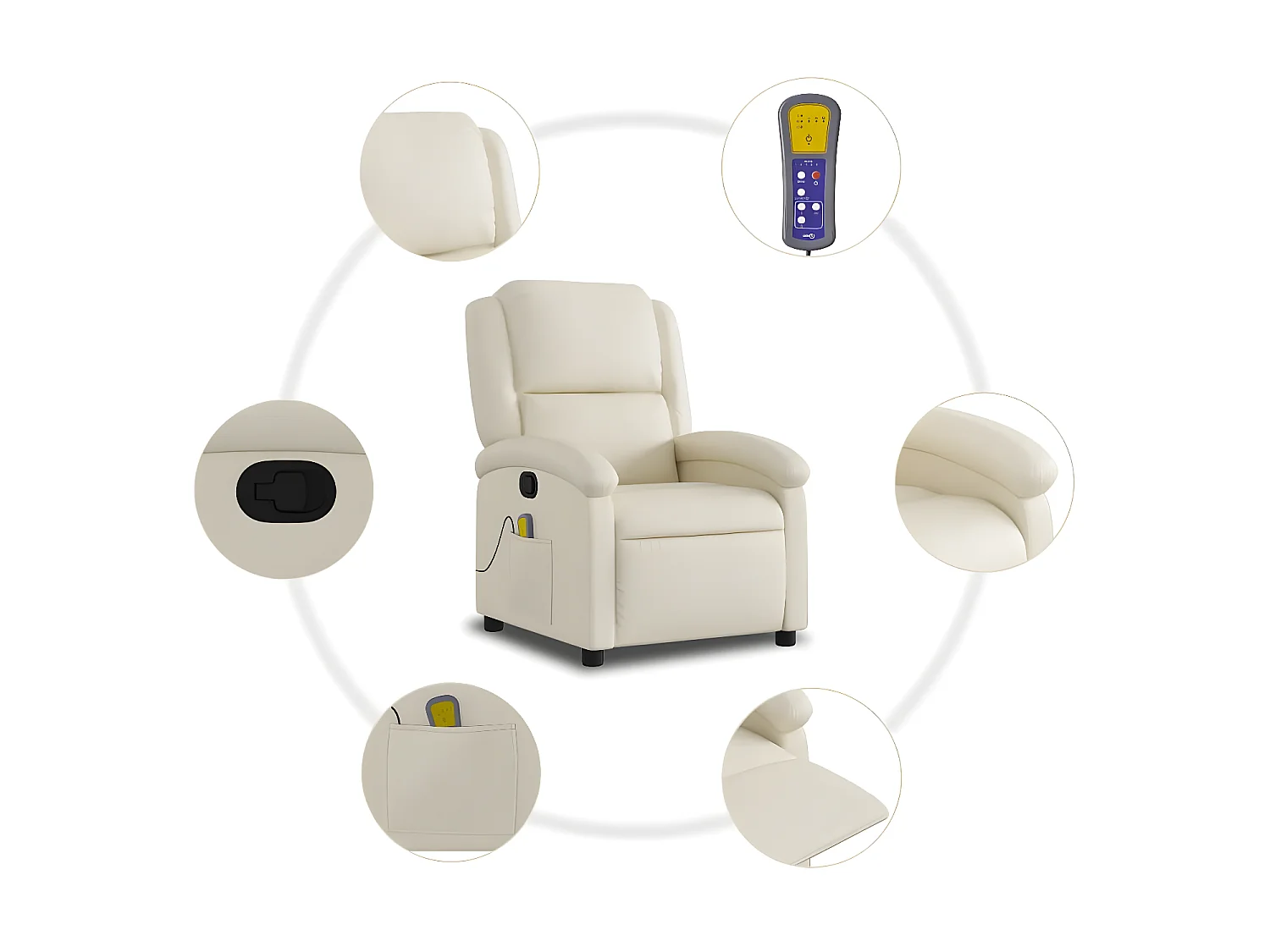 Poltrona de massagem creme couro sintético