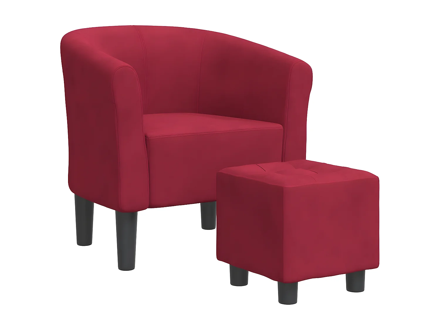 Fauteuil cabriolet avec repose-pied rouge bordeaux velours