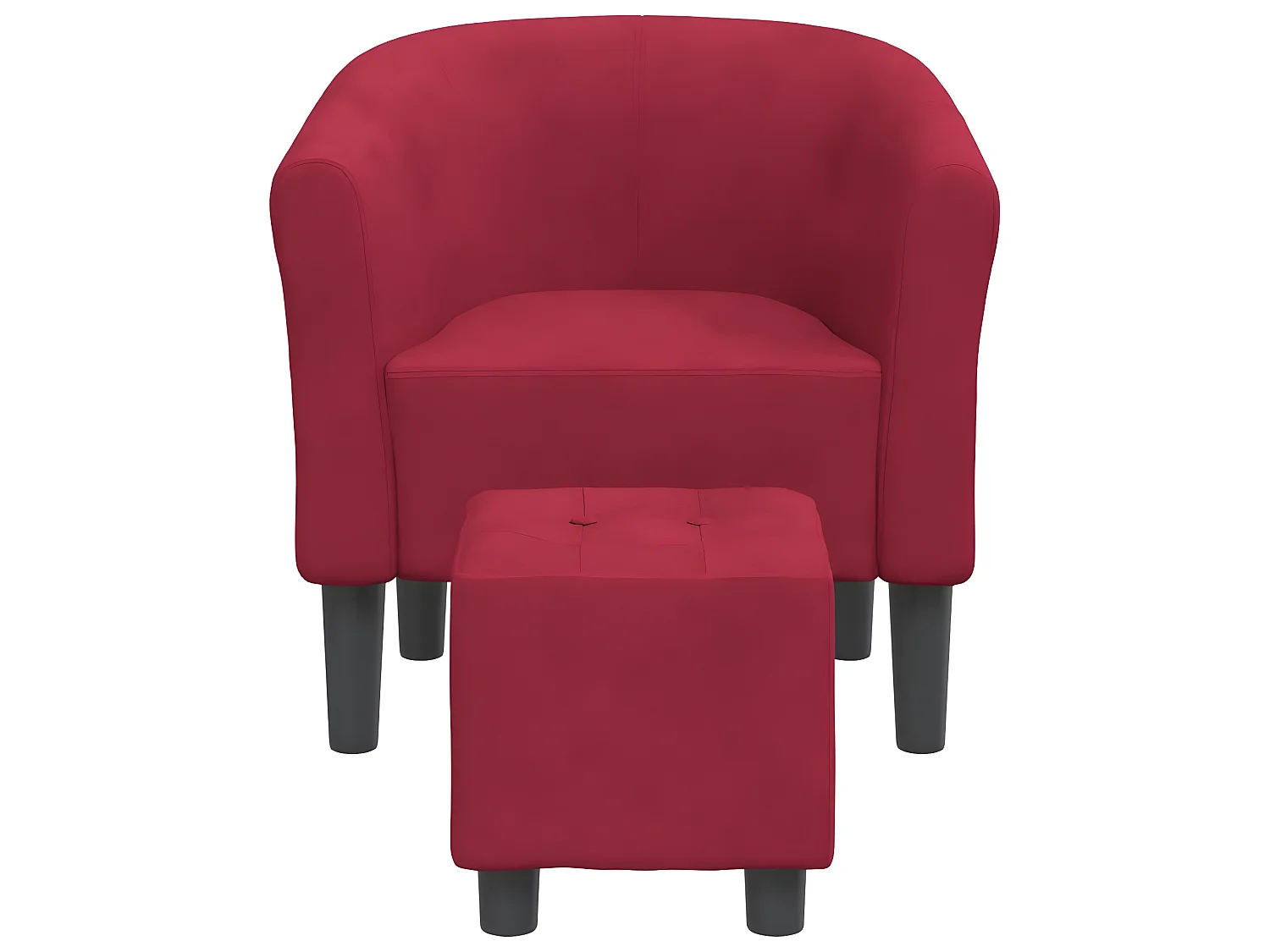 Fauteuil cabriolet avec repose-pied rouge bordeaux velours