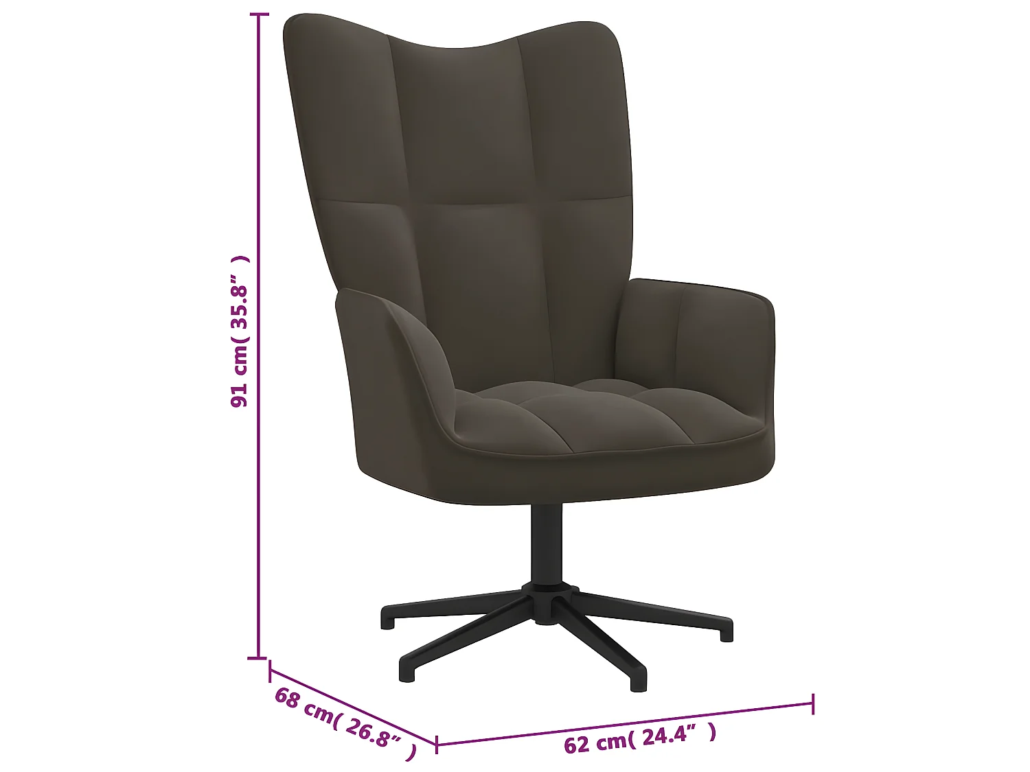 Cadeira de relaxamento Veludo cinza escuro