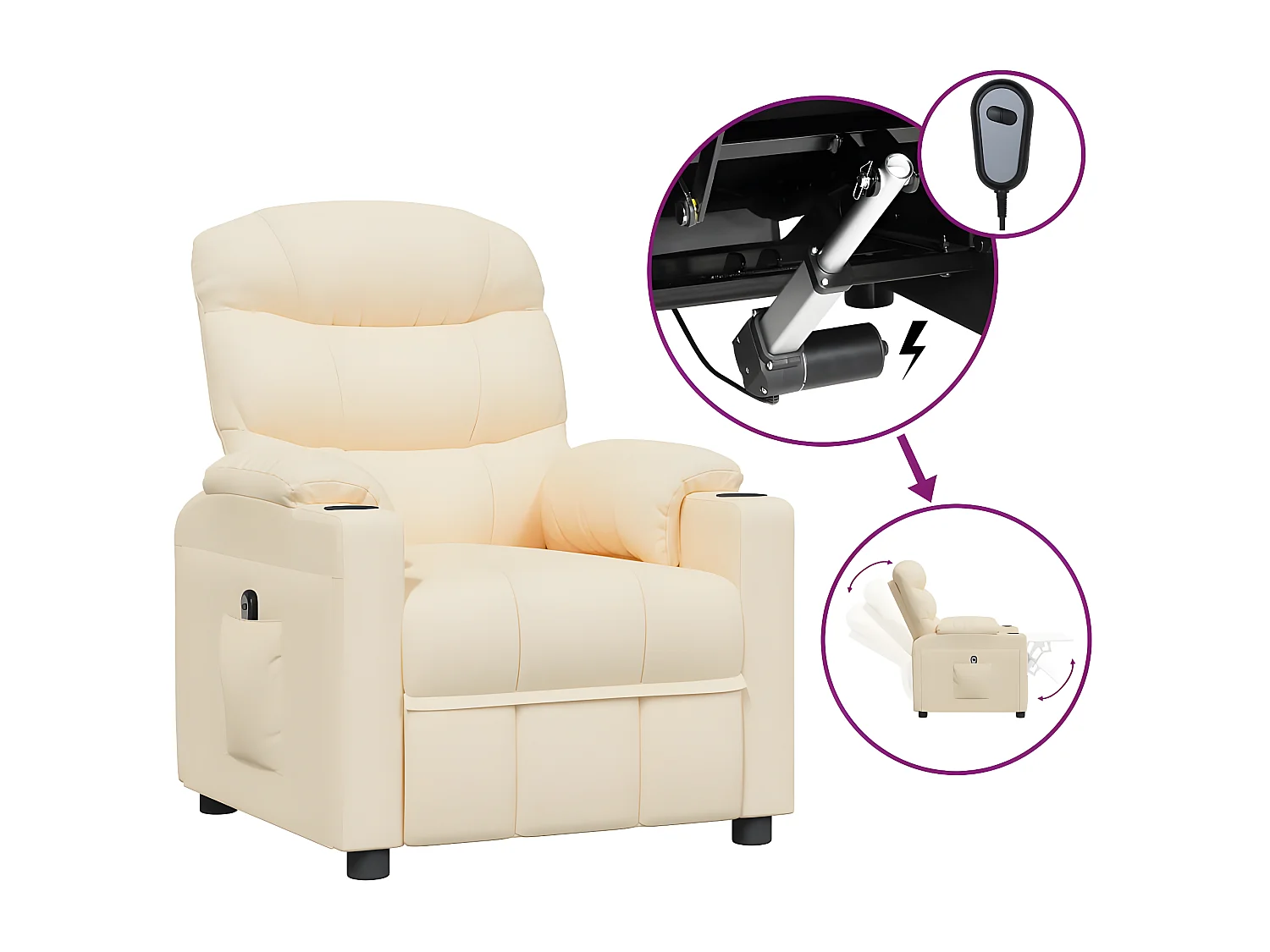 Tessuto Crema Poltrona Elettrica