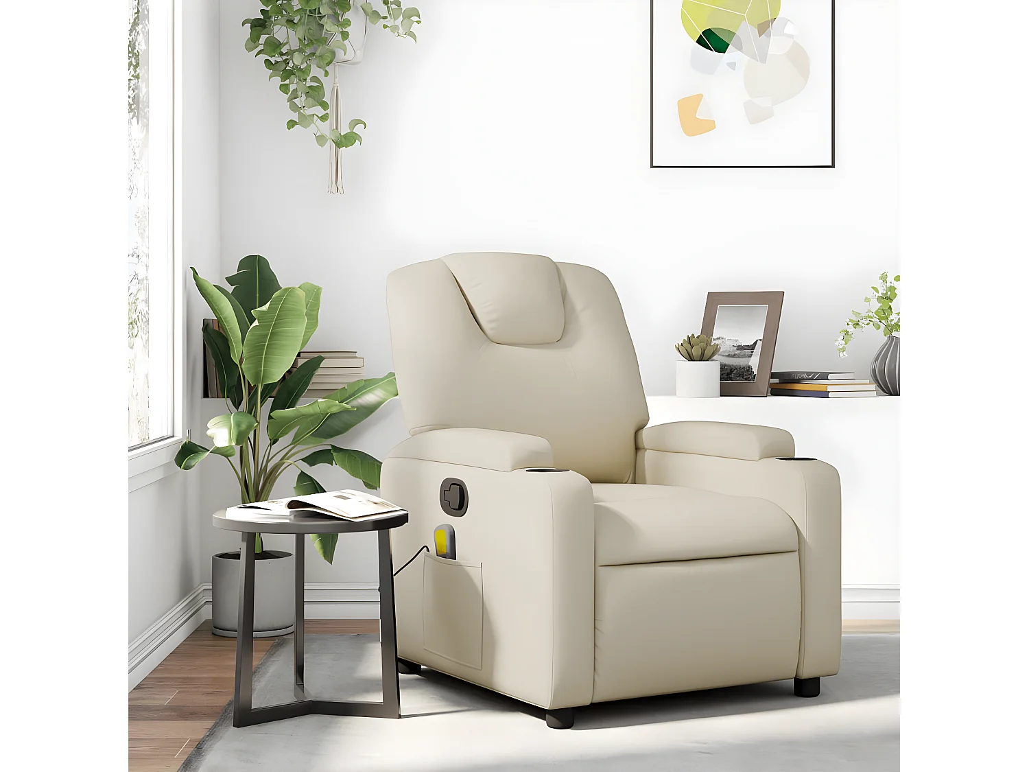 Sillón Masaje Reclinable Polipiel Crema