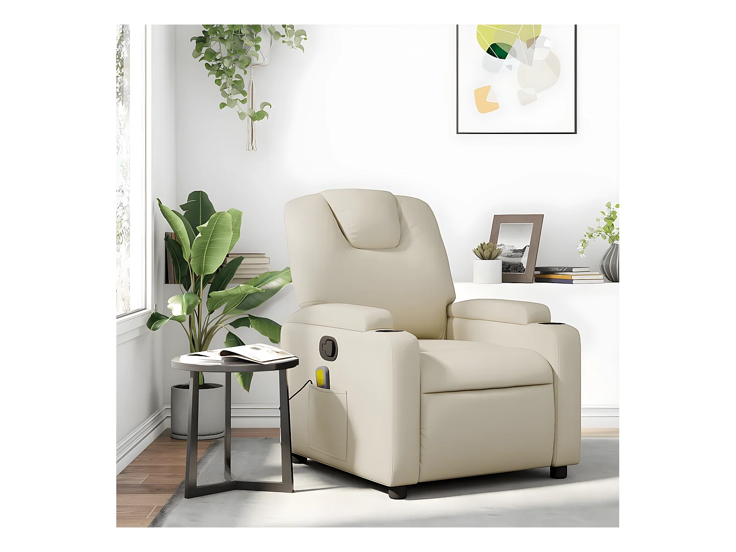 Fauteuil inclinable de massage Crème Similicuir