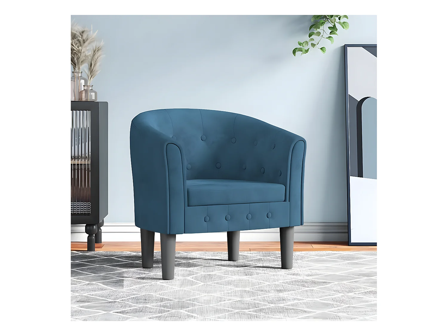 Poltrona trasformabile in velluto blu scuro