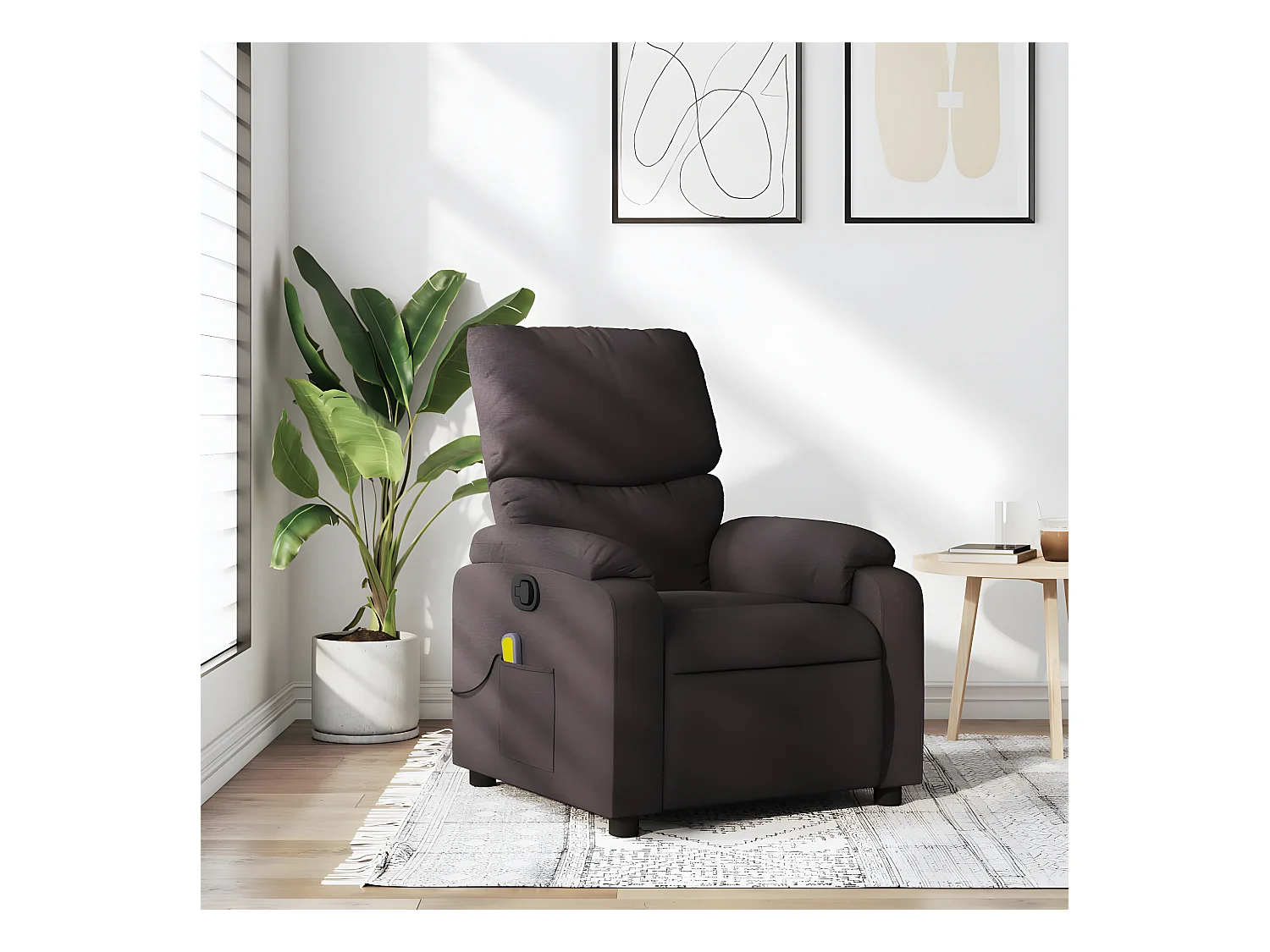 Fauteuil de massage inclinable Marron foncé Tissu
