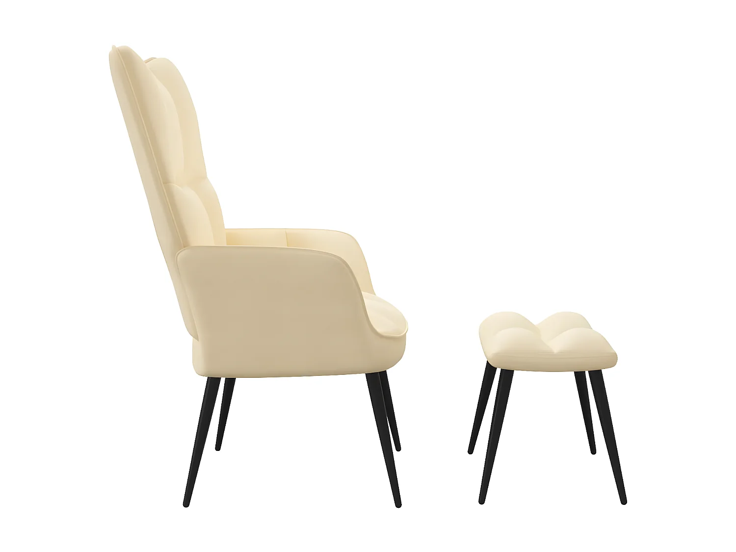 Poltrona relax con poggiapiedi Velluto bianco crema