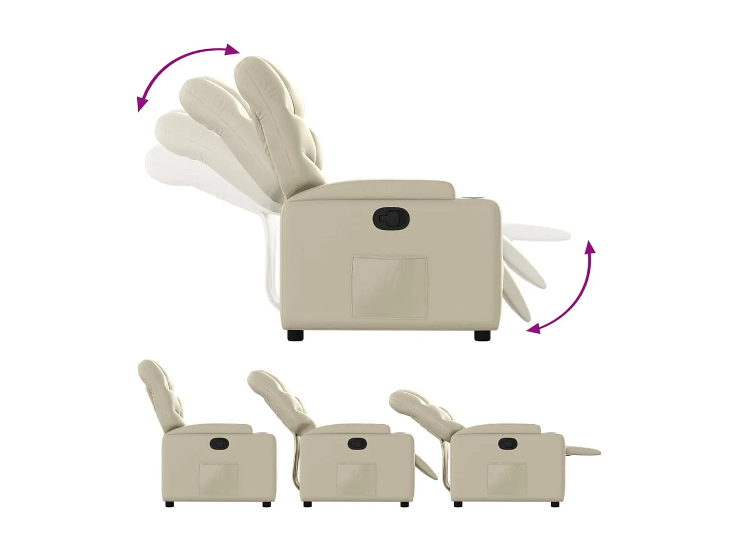 Couro sintético creme reclinável