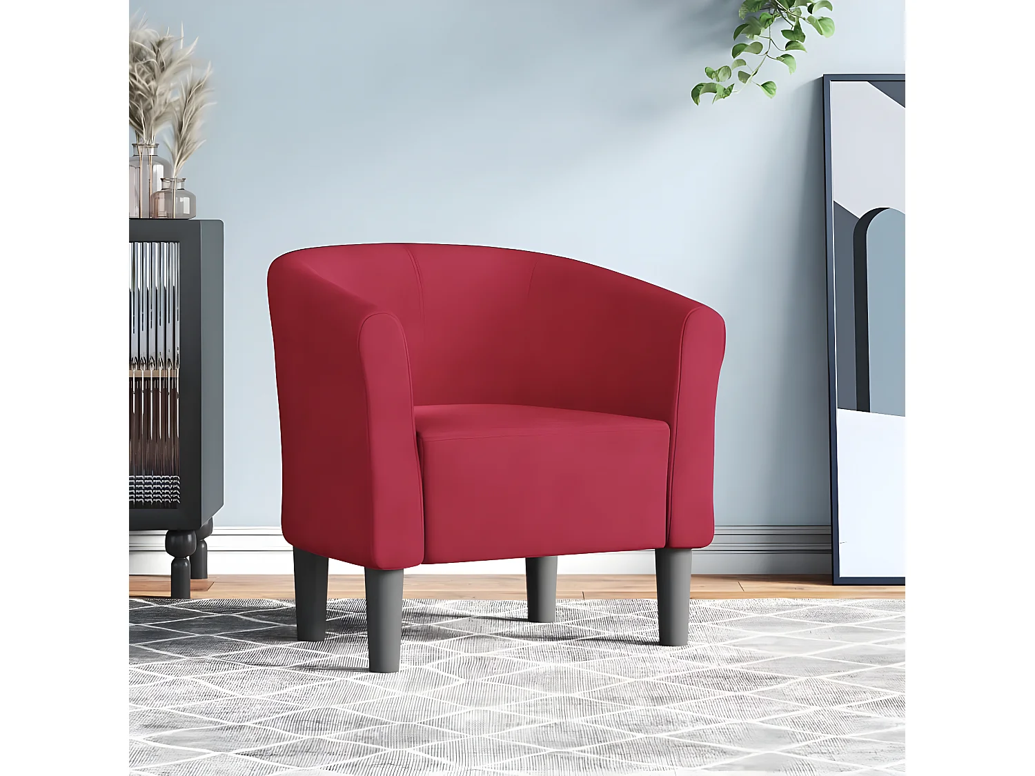 Poltroncina trasformabile in velluto rosso bordeaux