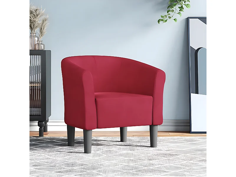 Sillón convertible de terciopelo rojo burdeos