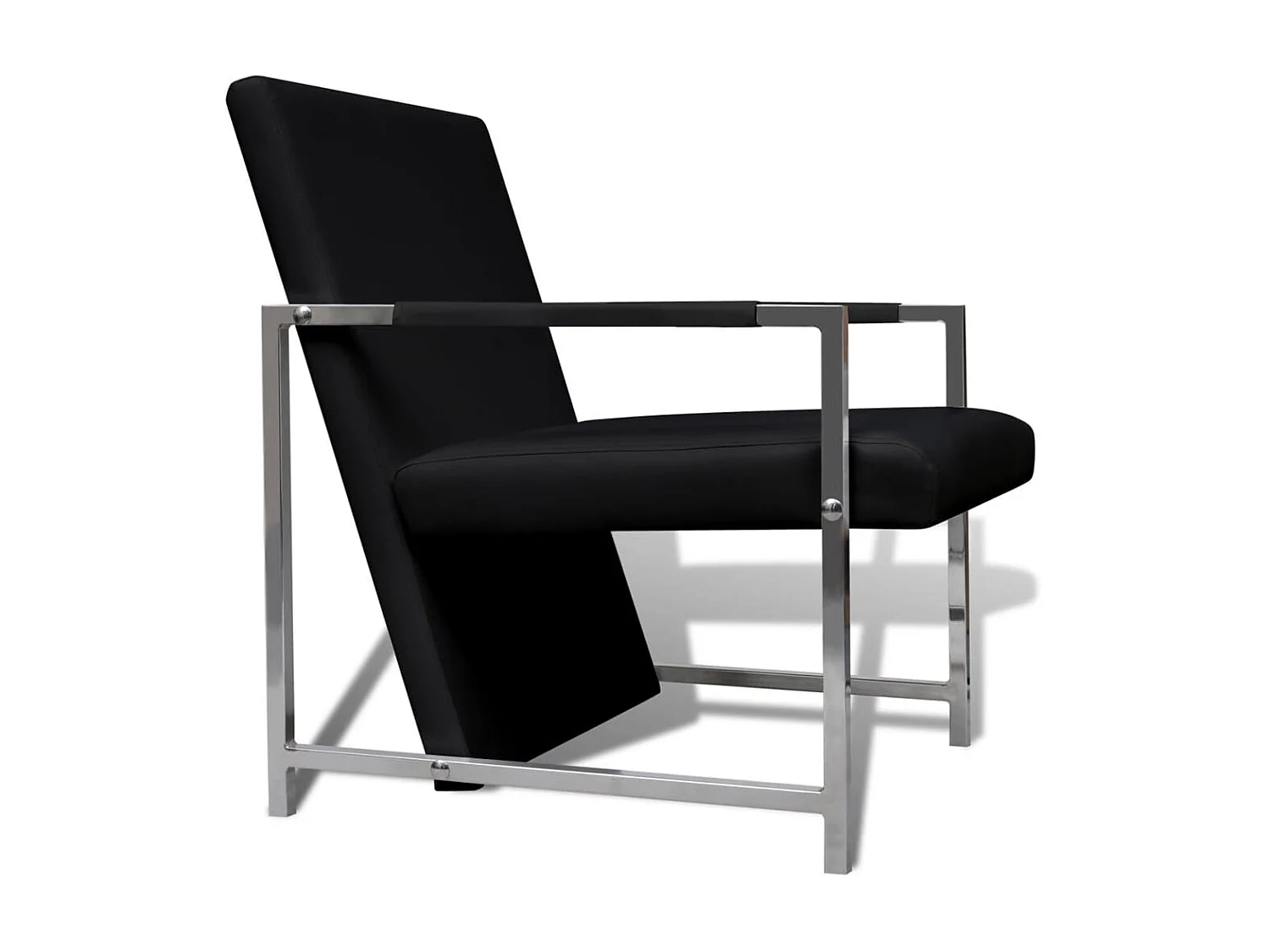 Fauteuils lot de 2 avec cadre chromé noir similicuir