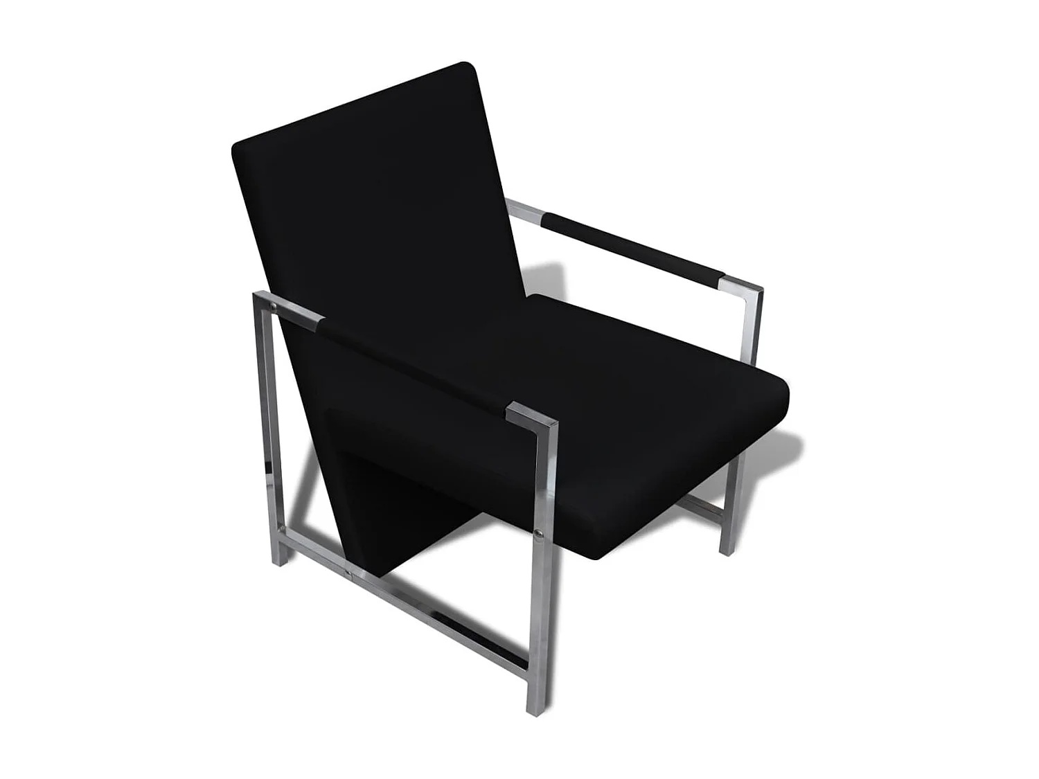 Fauteuils lot de 2 avec cadre chromé noir similicuir