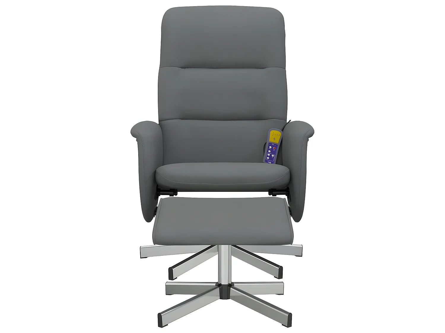 Fauteuil de massage inclinable et repose-pieds gris foncé tissu