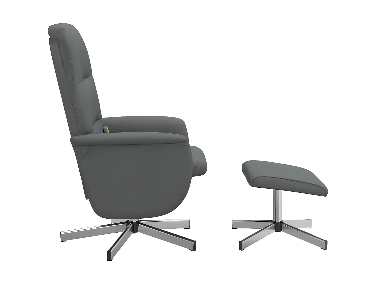 Fauteuil de massage inclinable et repose-pieds gris foncé tissu