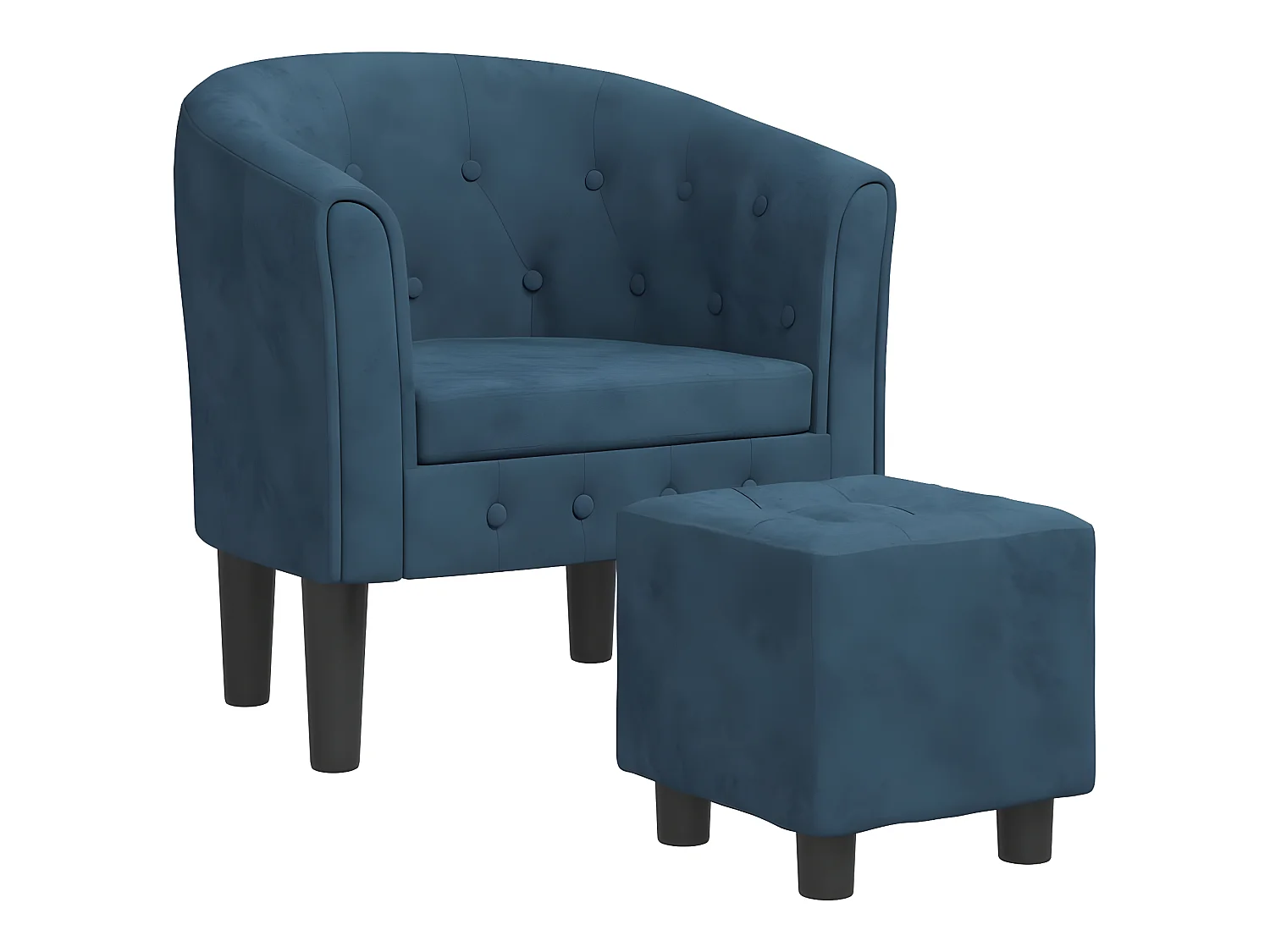 Fauteuil cabriolet avec repose-pied bleu foncé velours