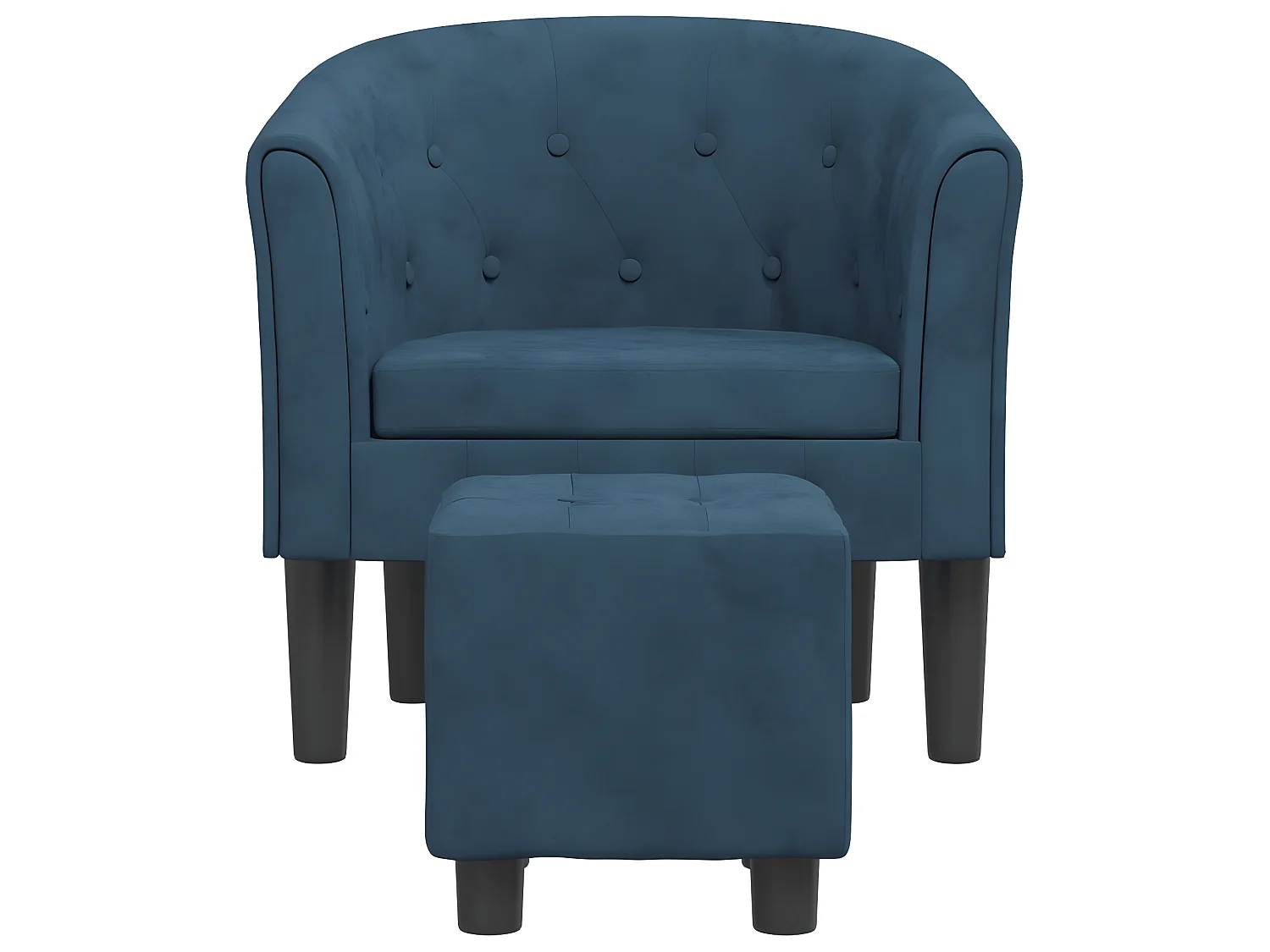 Fauteuil cabriolet avec repose-pied bleu foncé velours