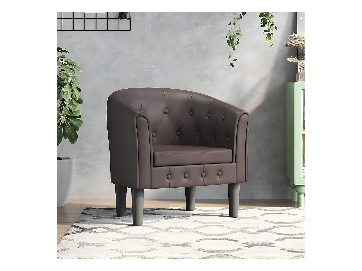 Fauteuil cabriolet marron similicuir