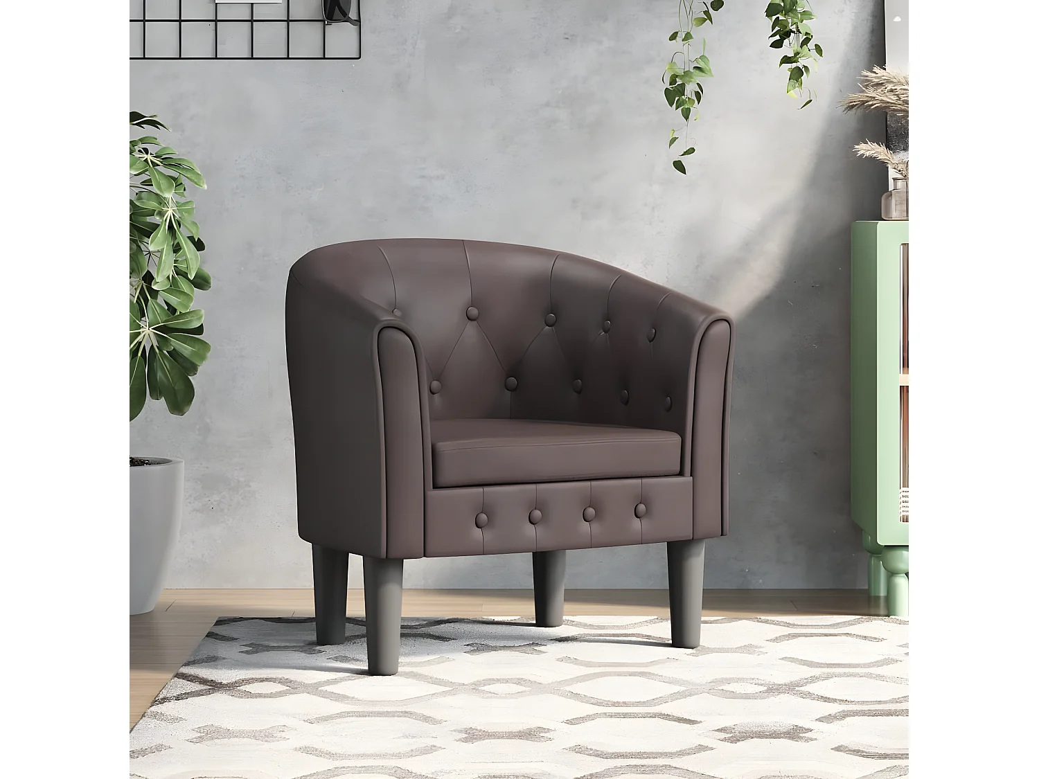 Fauteuil cabriolet marron similicuir