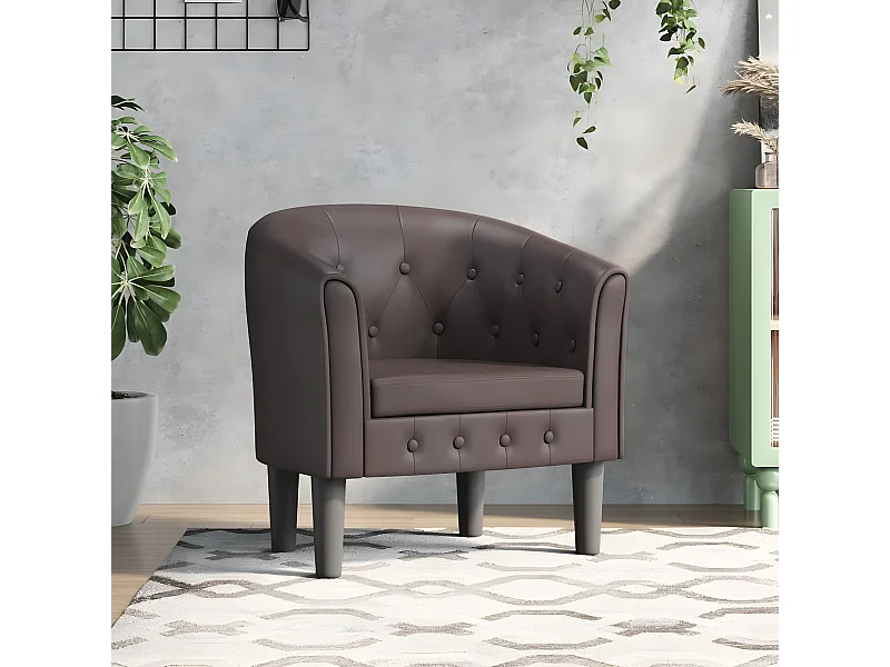 Fauteuil cabriolet marron similicuir