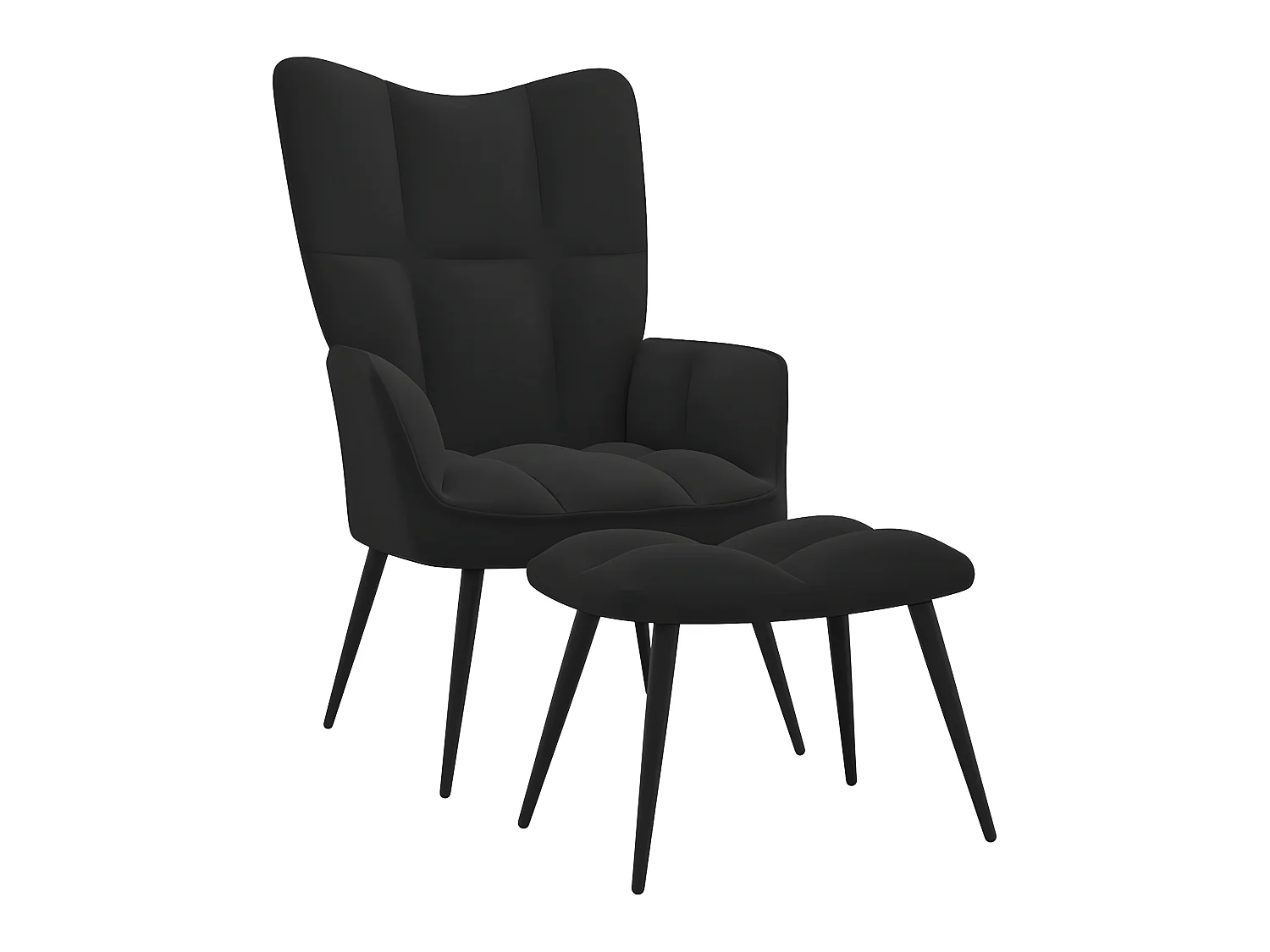 Chaise de relaxation avec repose-pied Noir Velours