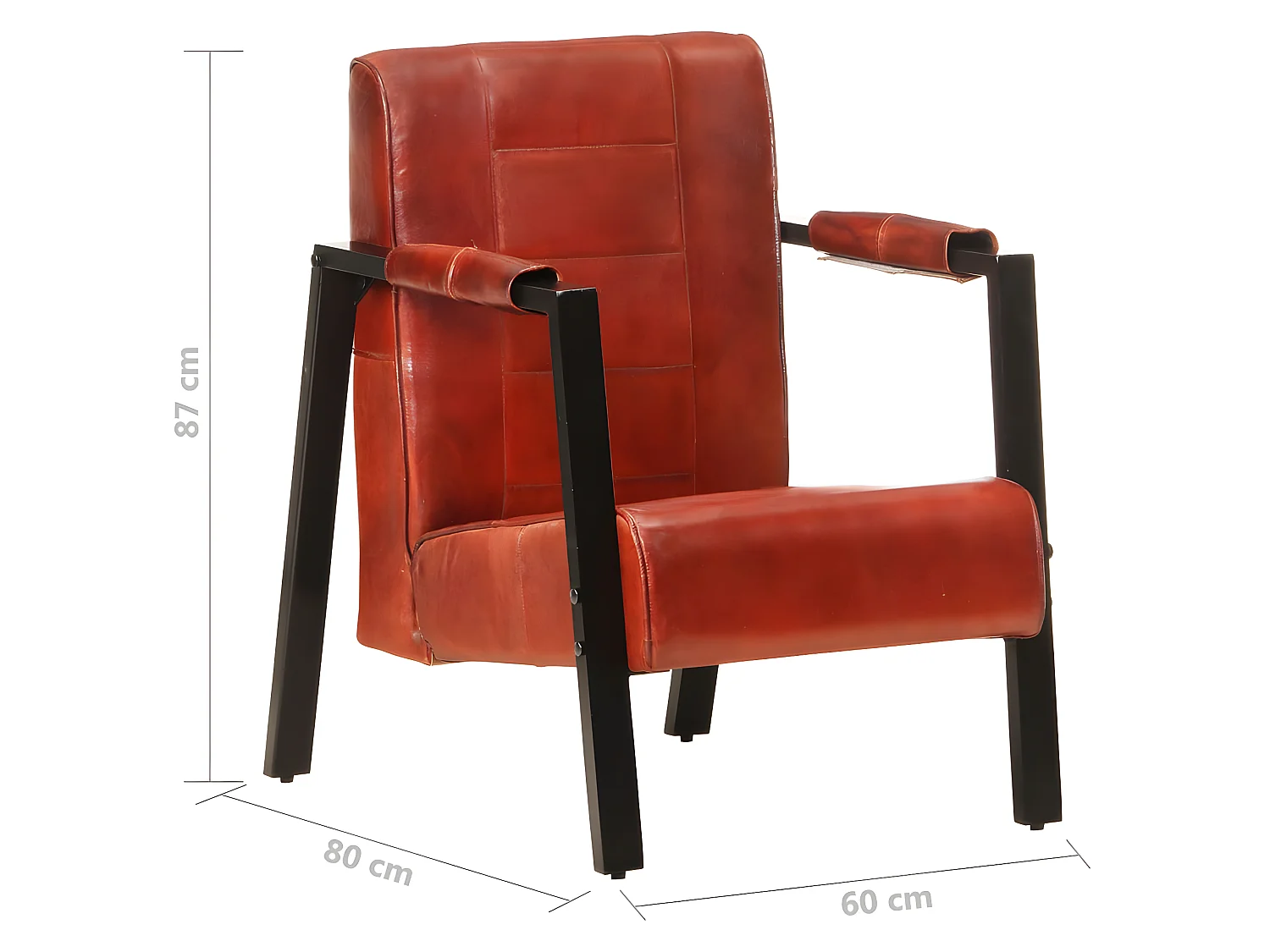 Fauteuil 60x80x87 cm Donkerbruin Echt geitenleer