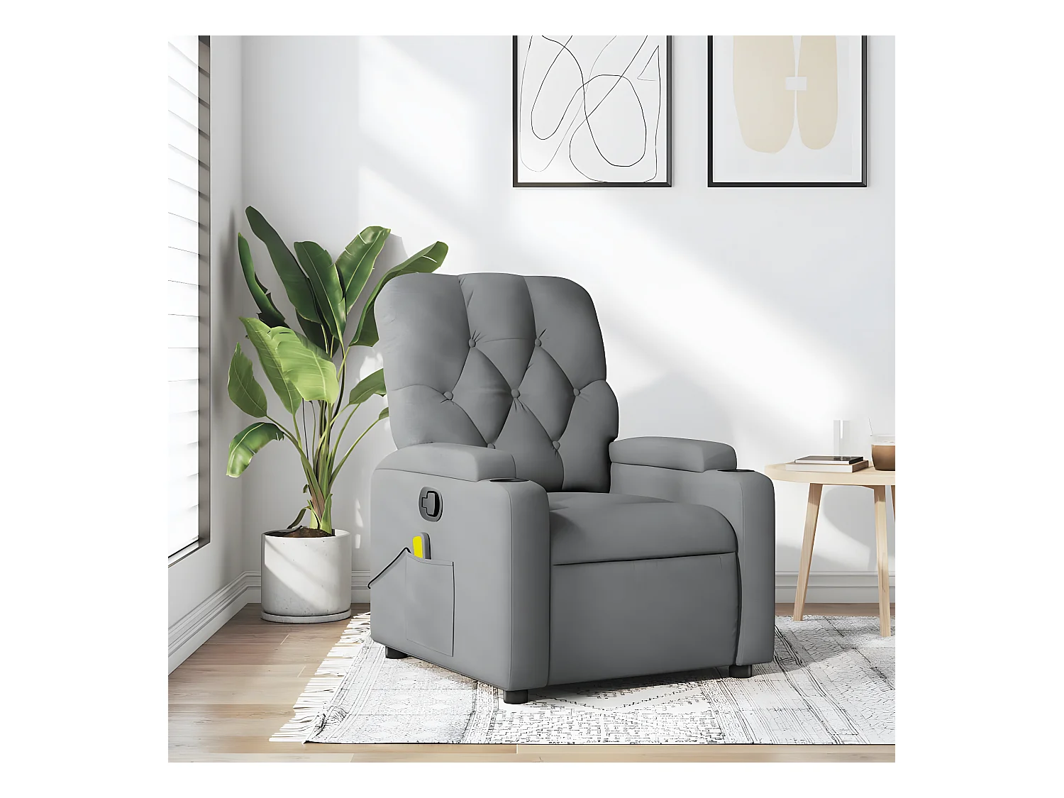Fauteuil de massage inclinable Gris clair Tissu