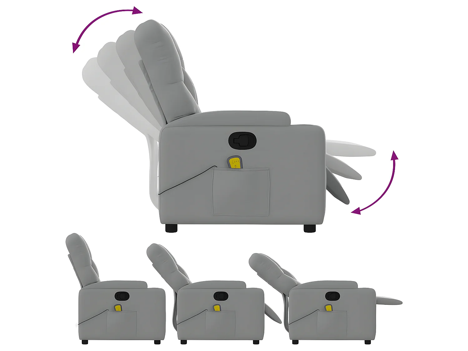 Fauteuil de massage inclinable Gris clair Tissu