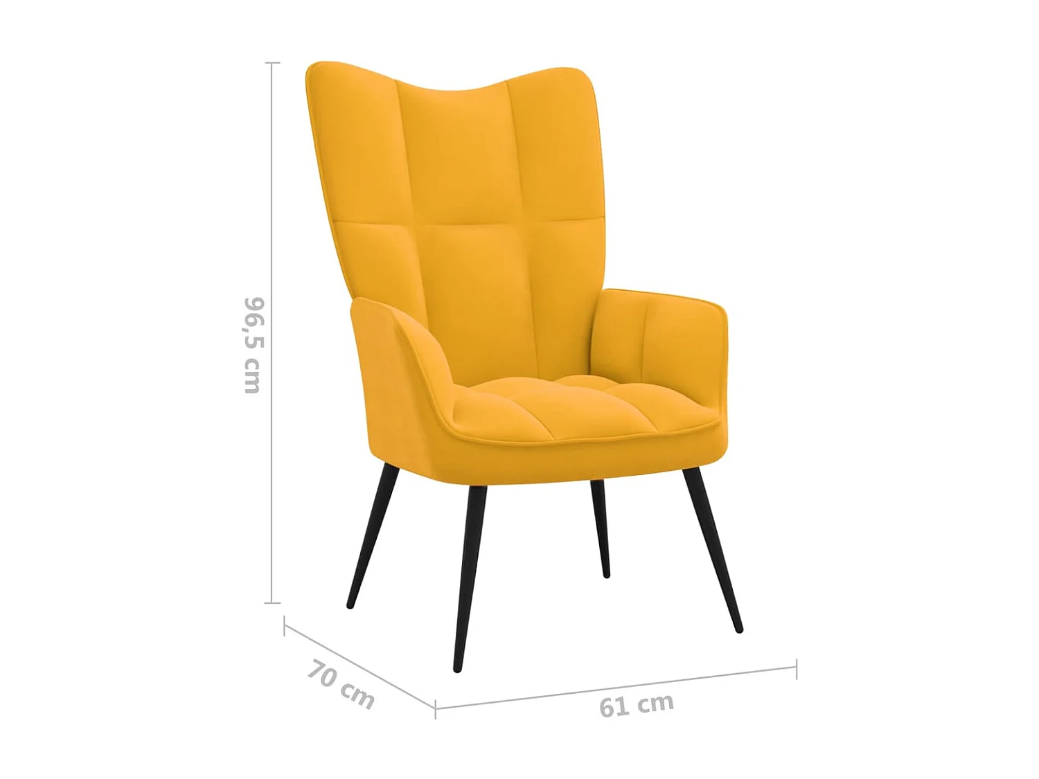 Chaise de relaxation Jaune moutarde Velours