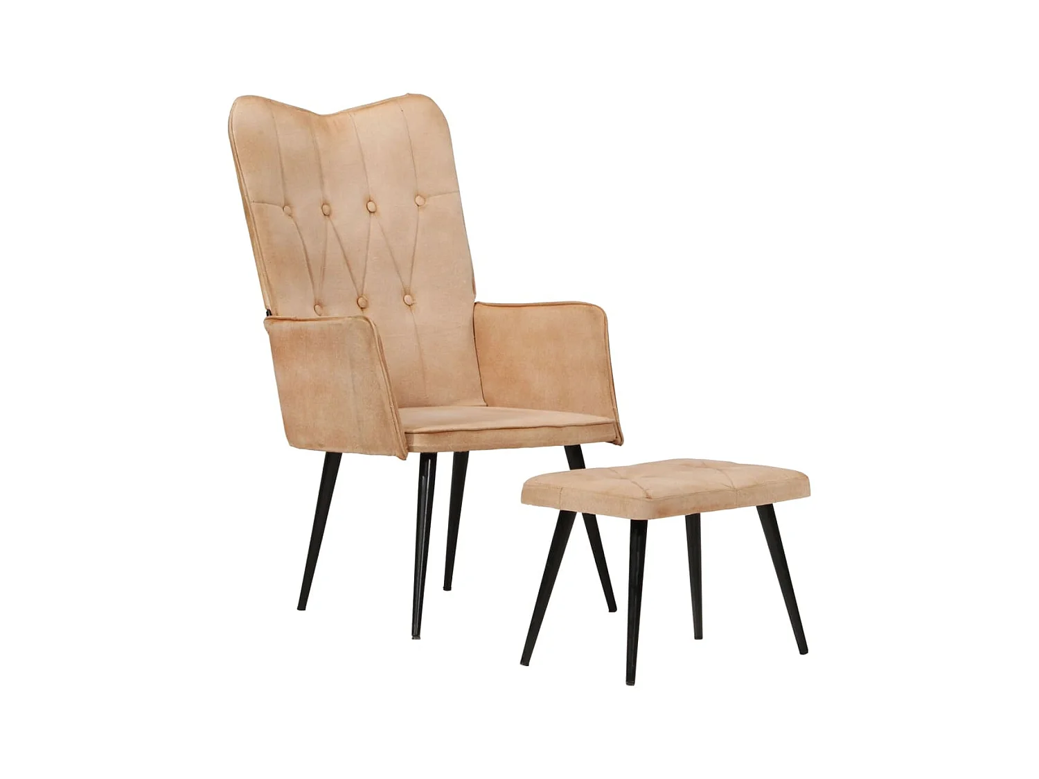 Wingback stoel met voetensteun Crème canvas