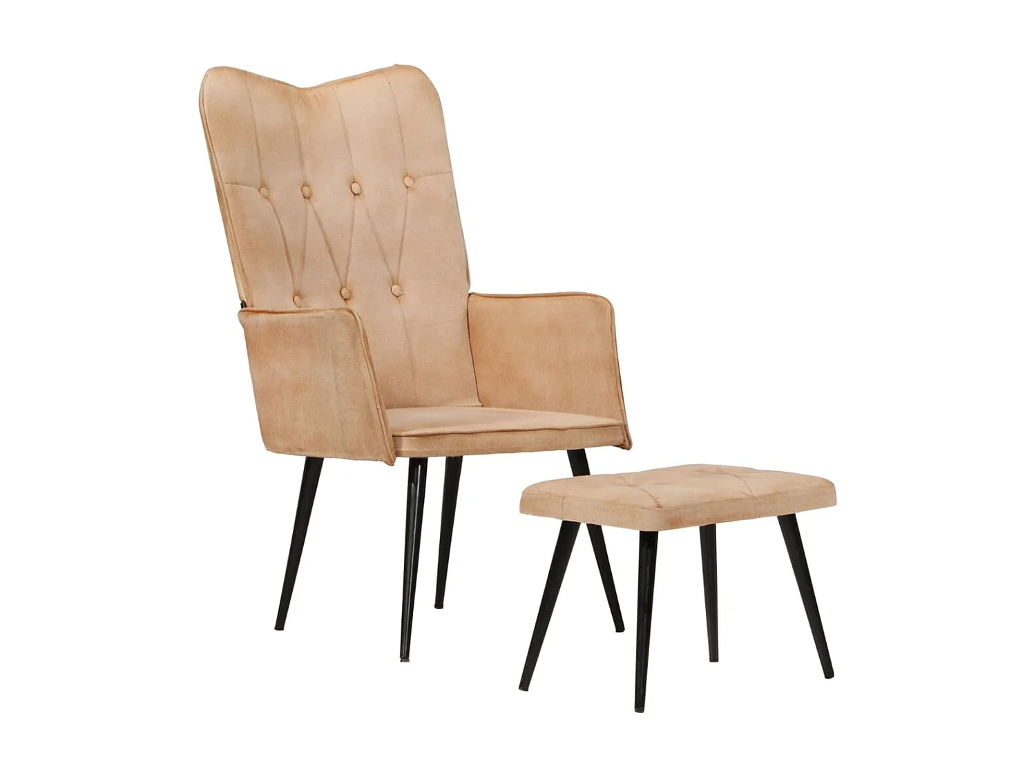 Wingback stoel met voetensteun Crème canvas