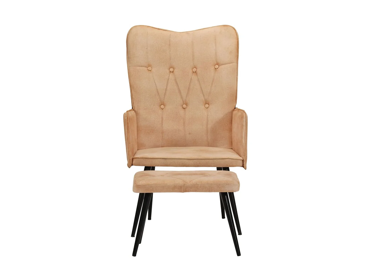 Wingback stoel met voetensteun Crème canvas