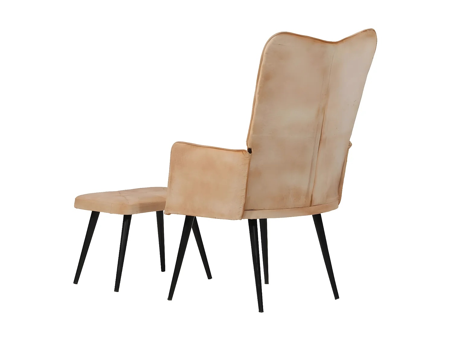 Wingback stoel met voetensteun Crème canvas