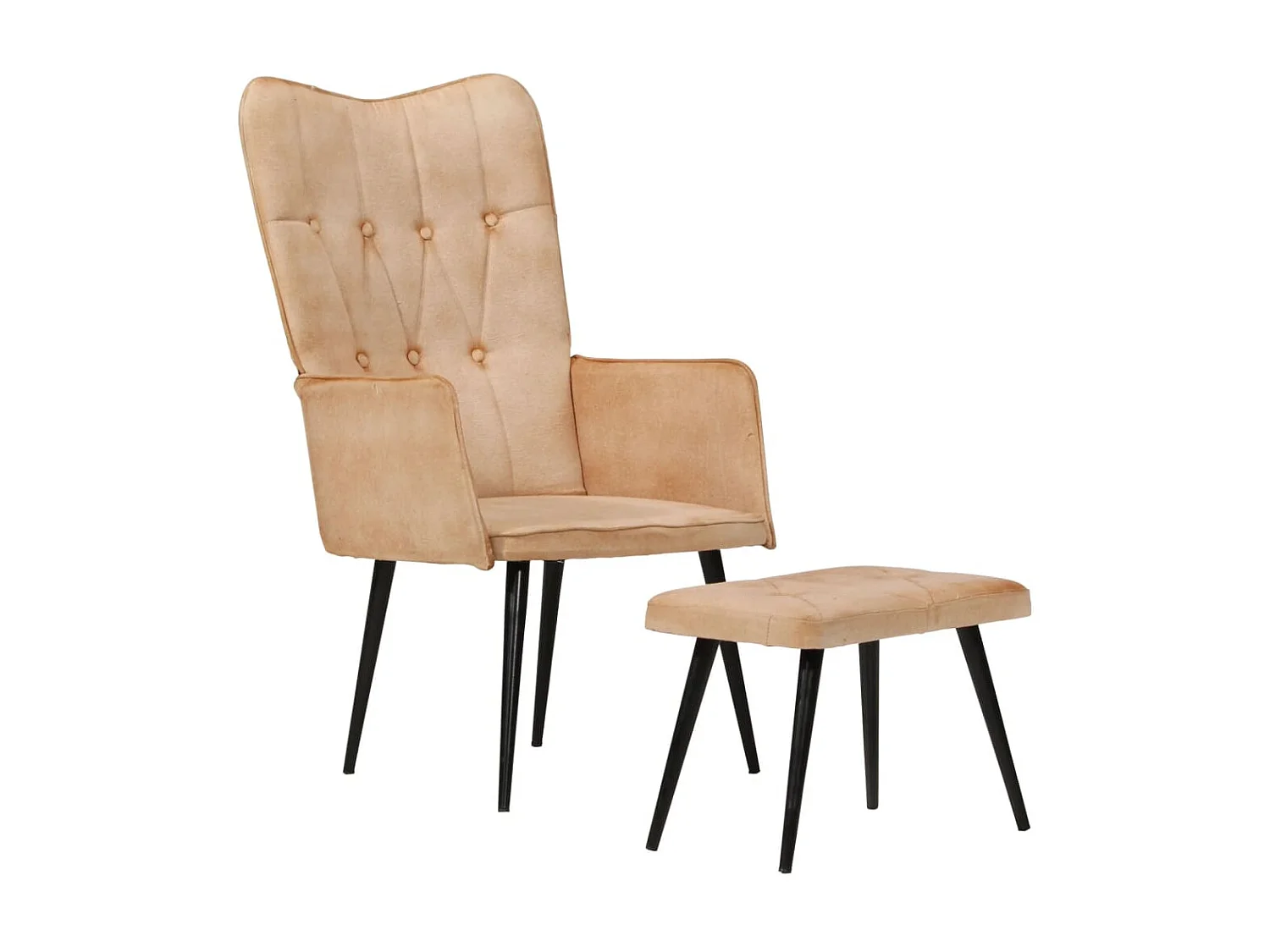 Wingback stoel met voetensteun Crème canvas