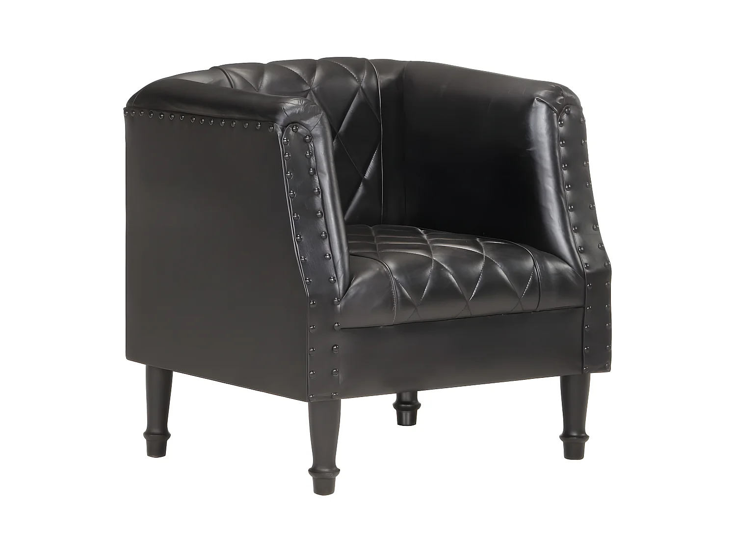 Fauteuil Noir Cuir véritable de chèvre