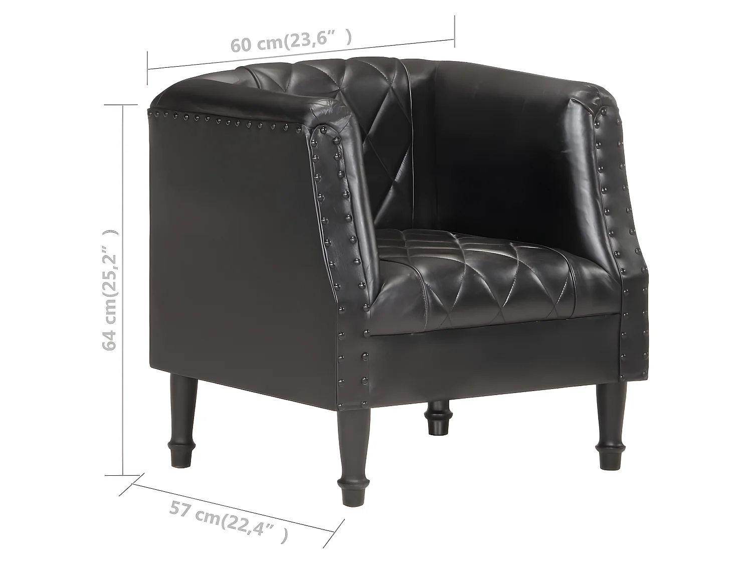 Fauteuil Noir Cuir véritable de chèvre