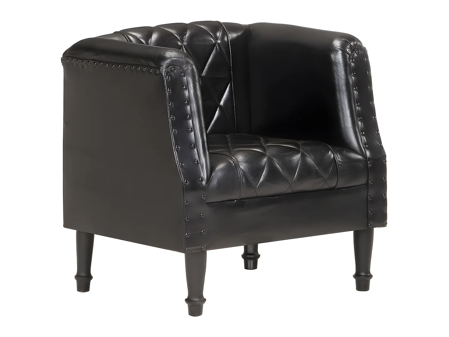 Fauteuil Noir Cuir véritable de chèvre