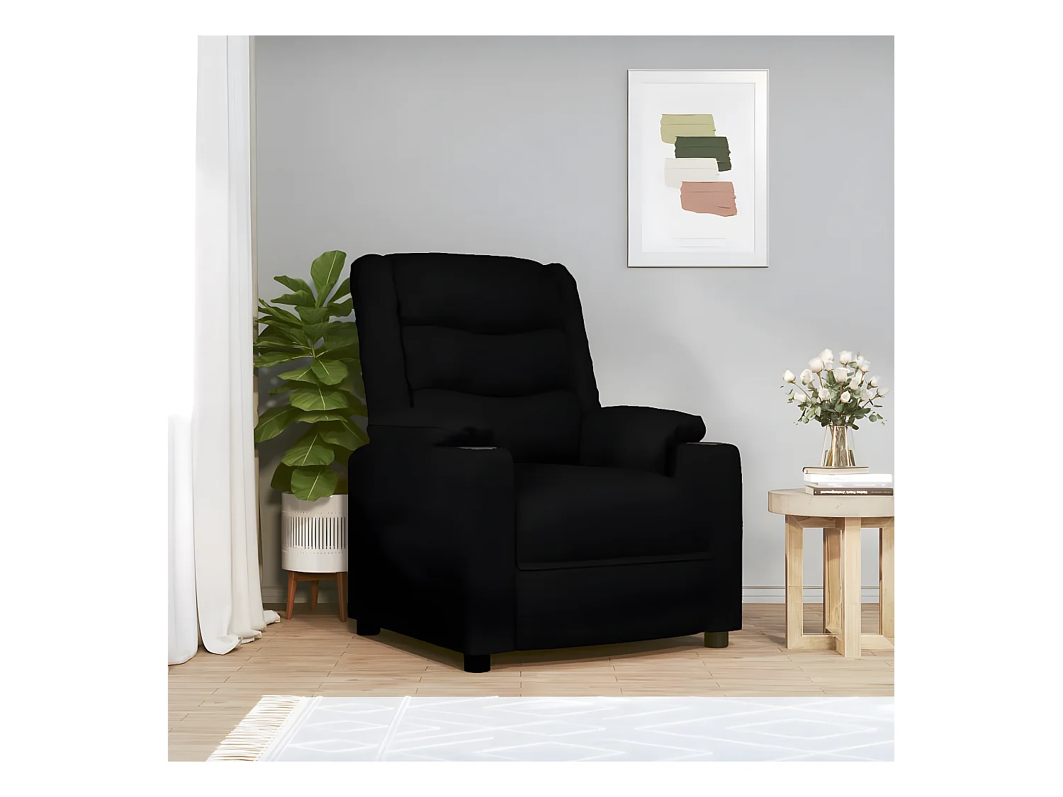 Silla reclinable de piel sintética negra
